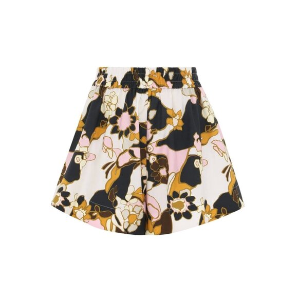 Zimmermann Maxine Relaxed Printed Shorts Womens 2 Medium Black Cream Pink Cotton - Picture 1 of 13